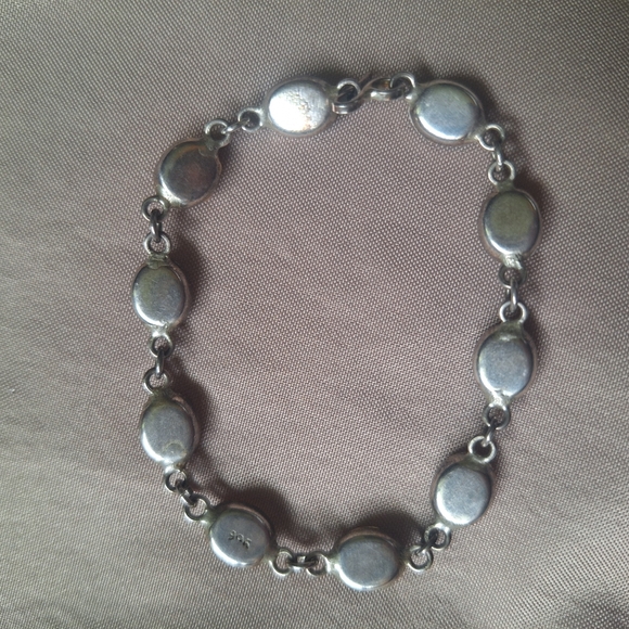 925 Forget Me Not Lucite Cabachon 7" Vintage Bracelet Sterling Silver Flower✨️ - Picture 5 of 7